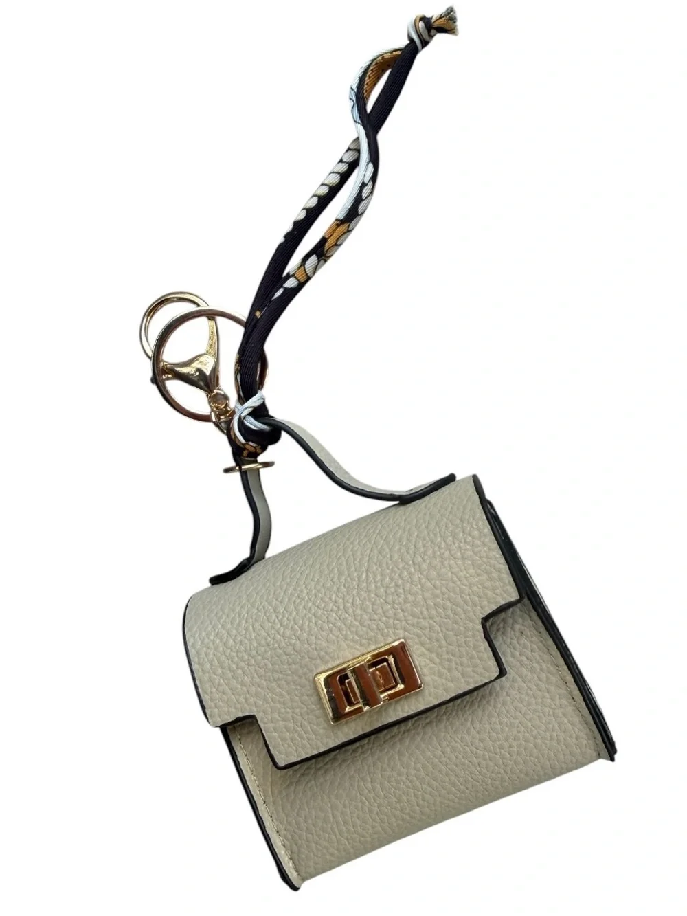 Mini Handbag Bag Charm AirPods Holder Keychain Cream NWT Cream & Gray